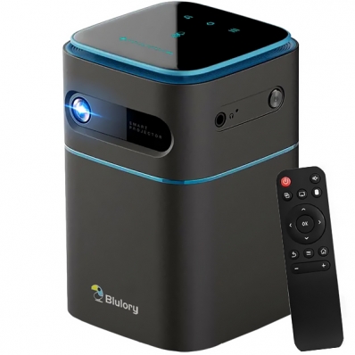 Projetor Blulory D3 de 2.000 Lumens com HDMI e USB Recarregavel - Preto/Azul