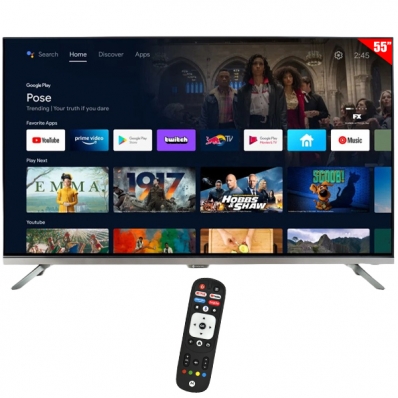 Smart TV LED 55" Motorola MOT55ULC13 4K Ultra HD Android TV Wi-Fi com Conversor Digital