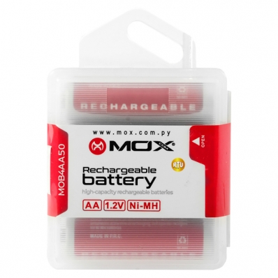 Pilha Recarregavel AA Mox MOB4AA50 de 5.000 Mah 1.2V - 4 Unidades