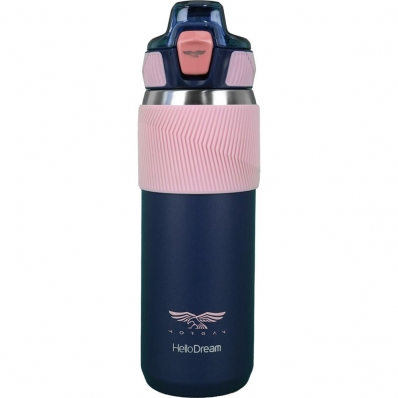 Garrafa Termica Morgan Shannon com Tampa de Botao - Rosa/Marinho 580ML