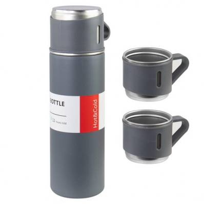 Garrafa Termica Vacuum Flask Set 20230 - 500ML - com 3 Canecas - Cinza