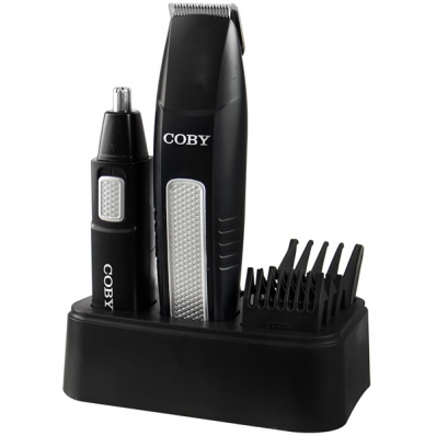 Maquina de Cortar Cabelo Coby Trimmer CY3365-4111 A Pilha + Depilador Nasal - Preto/Cinza