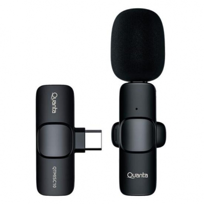 Microfone para Celular Quanta QTMISC10N / USB-C - Preto