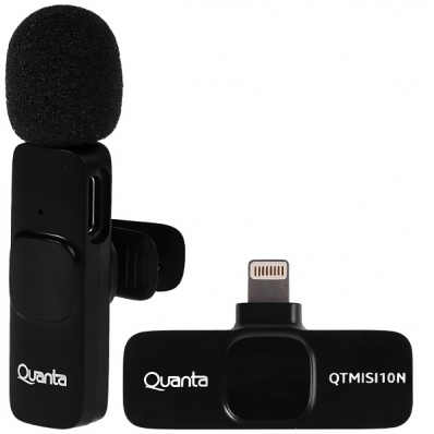 Microfone Sem Fio para Smartphone Quanta QTMISI10N com Lightning - Preto