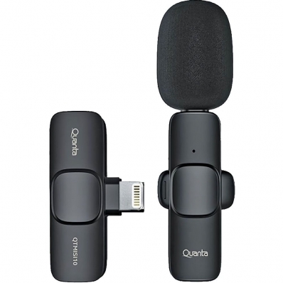 Microfone Sem Fio Quanta QTMISI10N Lightning - Preto