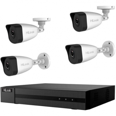 Kit DVR Hilook IK-4142BH-MH/W - 4 Canais - 4 Cameras - 1080P - Sem Fio - Preto e Branco