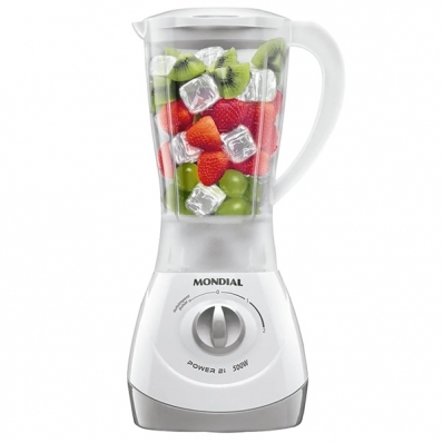 Liquidificador Mondial Power 2I NL-26 500 Watts 2 Velocidades + Pulsar 127V ~ 60HZ - Branco/Cinza