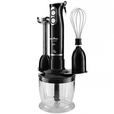 Mixer Britania BMX400P 400 Watts + Batedor Fue + Processador de Alimentos 220V ~ 50/60 HZ - Preto