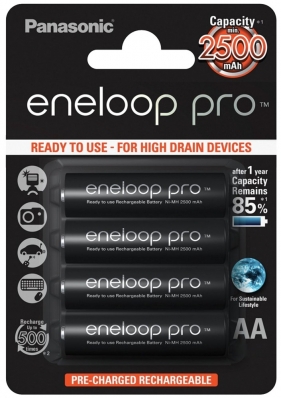 Pilha Recarregavel Panasonic AA Eneloop Pro BK-3HCDE 2500MAH (4 Unidades)