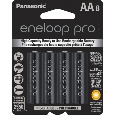 Pilha Recarregavel Panasonic Eneloop Pro AA 2600 Mah BK-3HCCA8BA - 8 Unidades