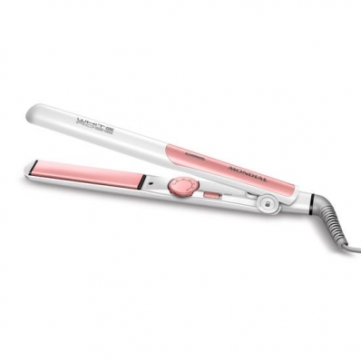 Prancha para Cabelo Mondial White Rose Line P-50 - 45W - 220C - Bivolt - Branco e Rosa