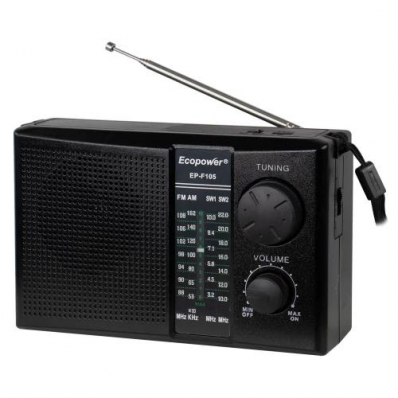 Radio Portatil Ecopower EP-F105B AM/FM/LED Black