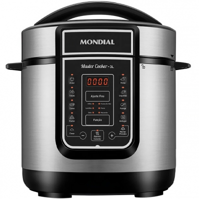 Panela de Pressao Eletrica Mondial Master Cooker PE-40 700 Watts 3 Litros 127V ~ 60HZ - Prata/Preta