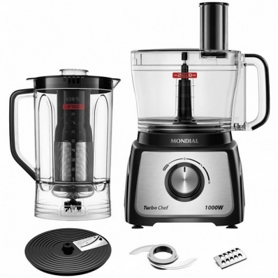 Multiprocessador Mondial Turbo Chef MPN-01-BF 9 Em 1 + Liquidificador + Espremedor 220V ~ 50/60 HZ - Preto/Prata