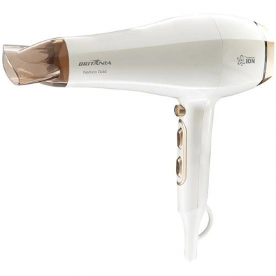 Secador de Cabelo Britania BSC05B - 2000W - 110V - Branco e Dourado