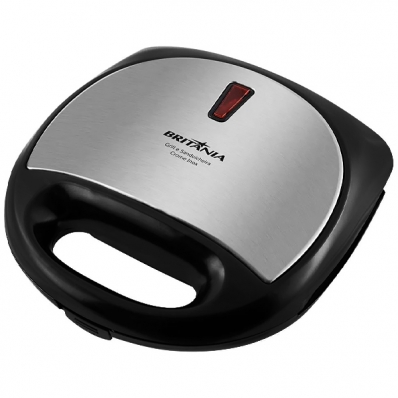 Sanduicheira e Grill Britania Crome Inox 750 Watts 220 ~ 50/60 HZ - Preta/Prata