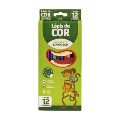 Lápis de cor sextavado 12 cores linha eco - Leo & Leo