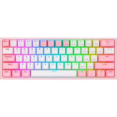 Teclado Gamer Sem Fio Redragon Fizz Pro K616-RGB USB - Branco/Rosa (Ingles)