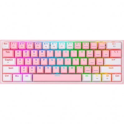 Teclado Gamer Sem Fio Redragon Fizz Pro K616-RGB USB - Rosa/Branco (Ingles)