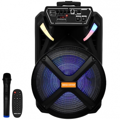 Caixa de Som Megastar SPA150BTF 30.000 Watts P.M.P.O e USB Bivolt - Preta
