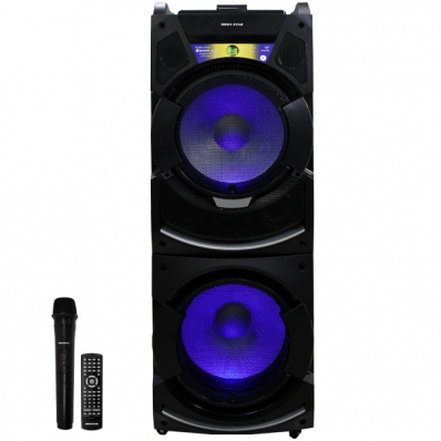 Caixa de Som Megastar SPADJ1566BT 2 de 15" 80.000 Watts P.M.P.O e USB Bivolt - Preta