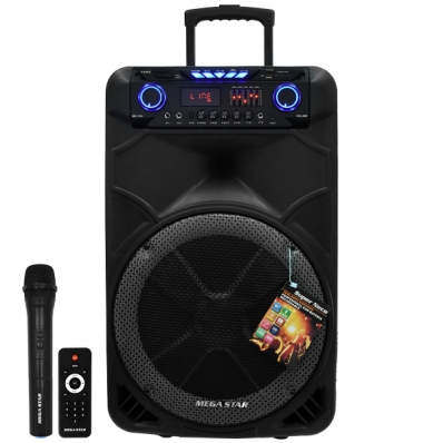 Caixa Karaoke Megastar SPA158BTE 15" 35.000 Watts P.M.P.O e Radio FM - Preta