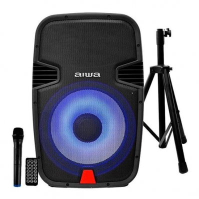 Caixa de Som de Som Aiwa AW-TSP15M Karaoke / / USB / Microfone / Tripe / 15" / 1000W - Preto