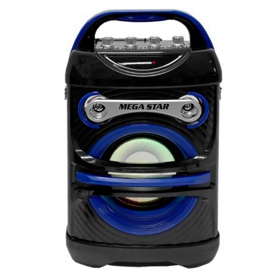 Caixa de Som Megastar HY-K68BTA de 5.25" 3.000 Watts P.M.P.O e USB Bivolt - Preta/Azul