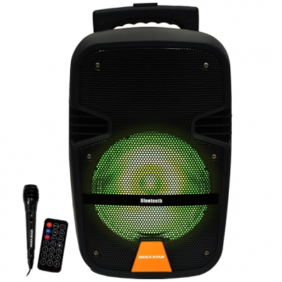Caixa de Som Megastar SPA088BTE 8" 15.000 Watts P.M.P.O/USB/FM/Auxiliar - Preta