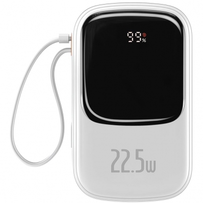 Carregador Portatil Baseus Qpow Pro LCD 22.5 W 20.000 Mah 2 X USB-A + USB-C + Lightning - Branco (PPQD060302)