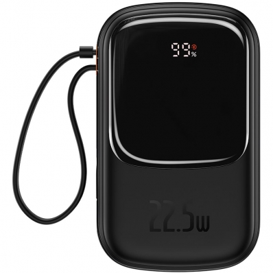 Carregador Portatil Baseus Qpow Pro LCD 22.5 W 20.000 Mah 2 X USB-A + USB-C + Lightning - Preto (PPQD060301)