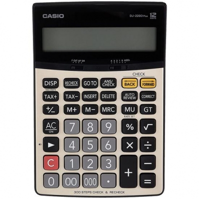Calculadora Casio DJ-220D Plus - 12 Digitos - Prata e Preto