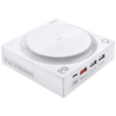 Carregador Wireless Moxom KH-62 Saidas USB e USB-C para Smartphones - Branco