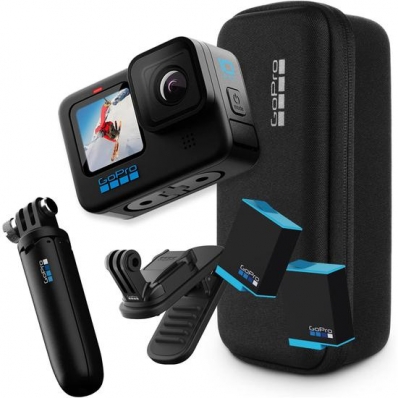 Camera de Acao Gopro Hero 10 CHDRB-101-TH - 23MP - 5.3K - A Prova DAgua - com Kit Accessory Bundle - Preto