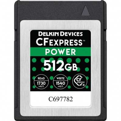 Cartão de Memória CF Express Tipo B Delkin Devices Power 1730-1540 MB/s 512 GB (DCFX1-512)