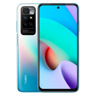 Celular Xiaomi Redmi 10 128GB / 6GB Ram / Dual Sim / Tela 6.5"/ Cameras 50MP+8MP+2MP+2MP e 8MP - Azul (Global)(2022)(Carregador 3 Pinos)