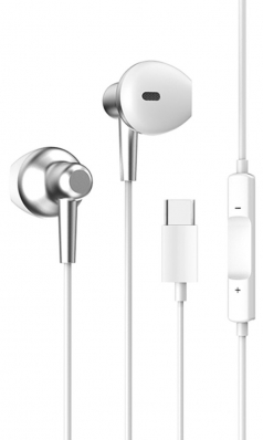 Fone de Ouvido com Fio Yookie XP210 USB-C - Branco/Cinza
