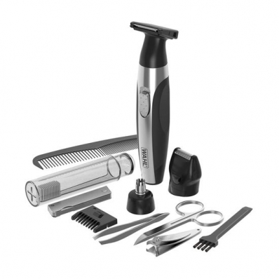 Depilador Eletrico Wahl Complete Personal Grooming Kit - Facial/Corporal - Pilha AA - Prata e Preto