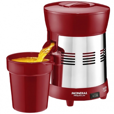 Extrator de Suco Mondial Turbo Red Premium e-24 250 Watts Bivolt - Vermelho/Prata