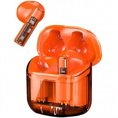 Fone de Ouvido Sem Fio Wiwu Ghost TWS11 com e Microfone - Laranja/Transparente