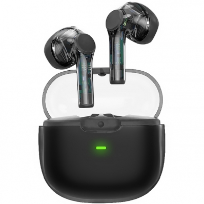 Fone de Ouvido Sem Fio Wiwu Pure Sound T12 com e Microfone - Preto/Transparente
