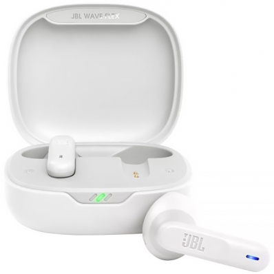 Fone de Ouvido Sem Fio JBL Wave Flex com Bluetooth e Microfone - Branco