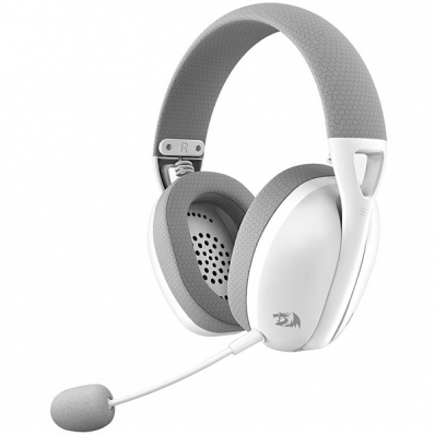 Fone Headset Gaming Sem Fio Redragon Ire Pro H848G com USB - Cinza/Branco