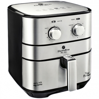 Fritadeira Eletrica Electrobras Airfry Big Family 5.5L Red Ceramic EBAF-55RC 1.700 Watts 220 - 240 V ~ 50/60 HZ - Prata