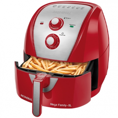 Fritadeira Eletrica Mondial Mega Family AFN-80-Ri 1.900 Watts 220V ~ 60HZ - Vermelha/Prata