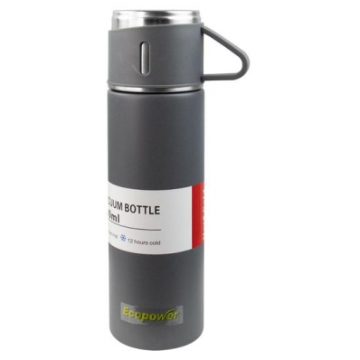 Garrafa Termica Ecopower EP-G029 - 500ML - com 1 Caneca - Cinza