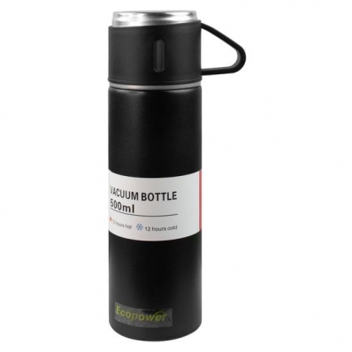 Garrafa Termica Ecopower EP-G029 - 500ML - com 1 Caneca - Preto