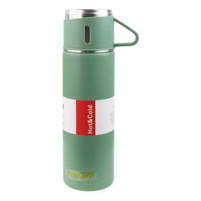 Garrafa Termica Ecopower EP-G029 - 500ML - com 1 Caneca - Verde