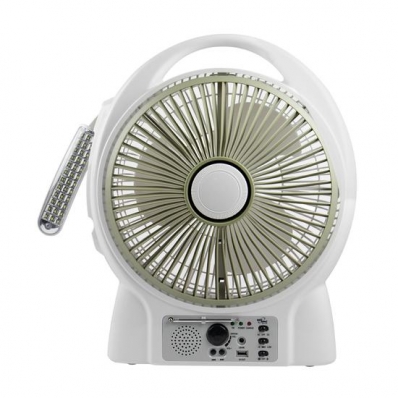Ventilador de Mesa Ecopower EP-216 - 12" - com Radio e Lanterna - Recarregavel - Branco