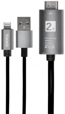 Cabo Adaptador Lightning para HDMI Yookie YA13 (P8+) 2K - 2 Metros